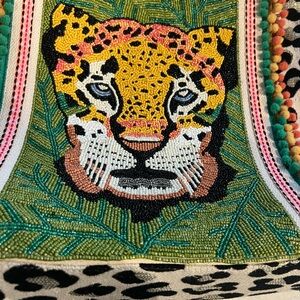 Embroidered Leopard Print Bag